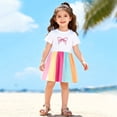 thumbnail image 2 of LIIPEE Girls Dresses Summer Casual Bow Printed Short Sleeve Crew Neck Flowy A Line Party Dress With Ruffle Hem Toddler Kids Comfortable Breathable Soft Cute Daily Dresses,Multicolour,12-24 Months, 2 of 6