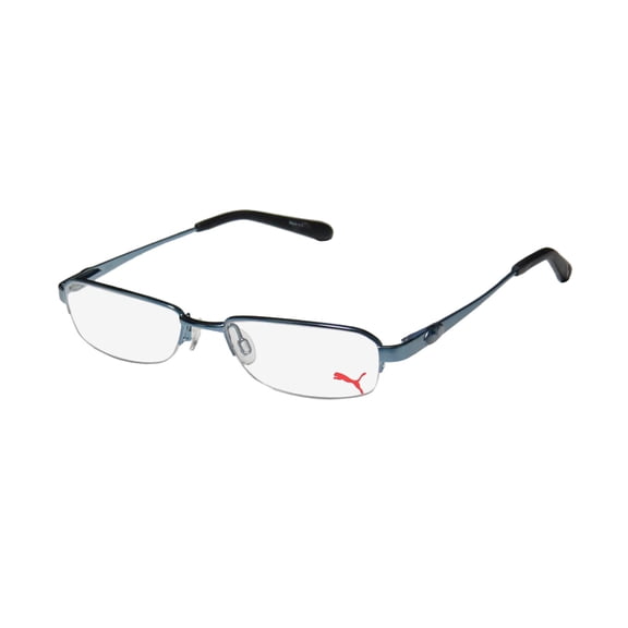 NEW PUMA 15364 GIGA MENS/WOMENS DESIGNER HALF-RIM BLUE ADULT SIZE CASUAL VISION CARE FRAME DEMO LENSES 47-16-135 SPRING HINGES EYEGLASSES/EYE GLASSES
