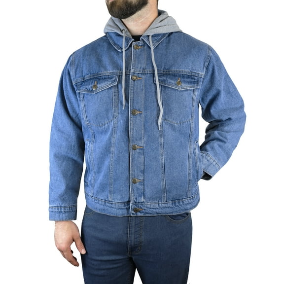 Victory Outfitters Men's Hooded Fleece Lined Denim Jacket - Medium Blue - S