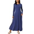 thumbnail image 4 of INSPIRE CHIC Women's Fall Long Dresses Button Fit Long Sleeve Flowy A-Line Maxi Dress with Pockets S Deep Blue, 4 of 6