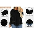 thumbnail image 6 of Adibosy Plus Size Tops for Women Long Sleeve Shirts Casual Side Split Tees Crewneck Blouse Black, 6 of 6