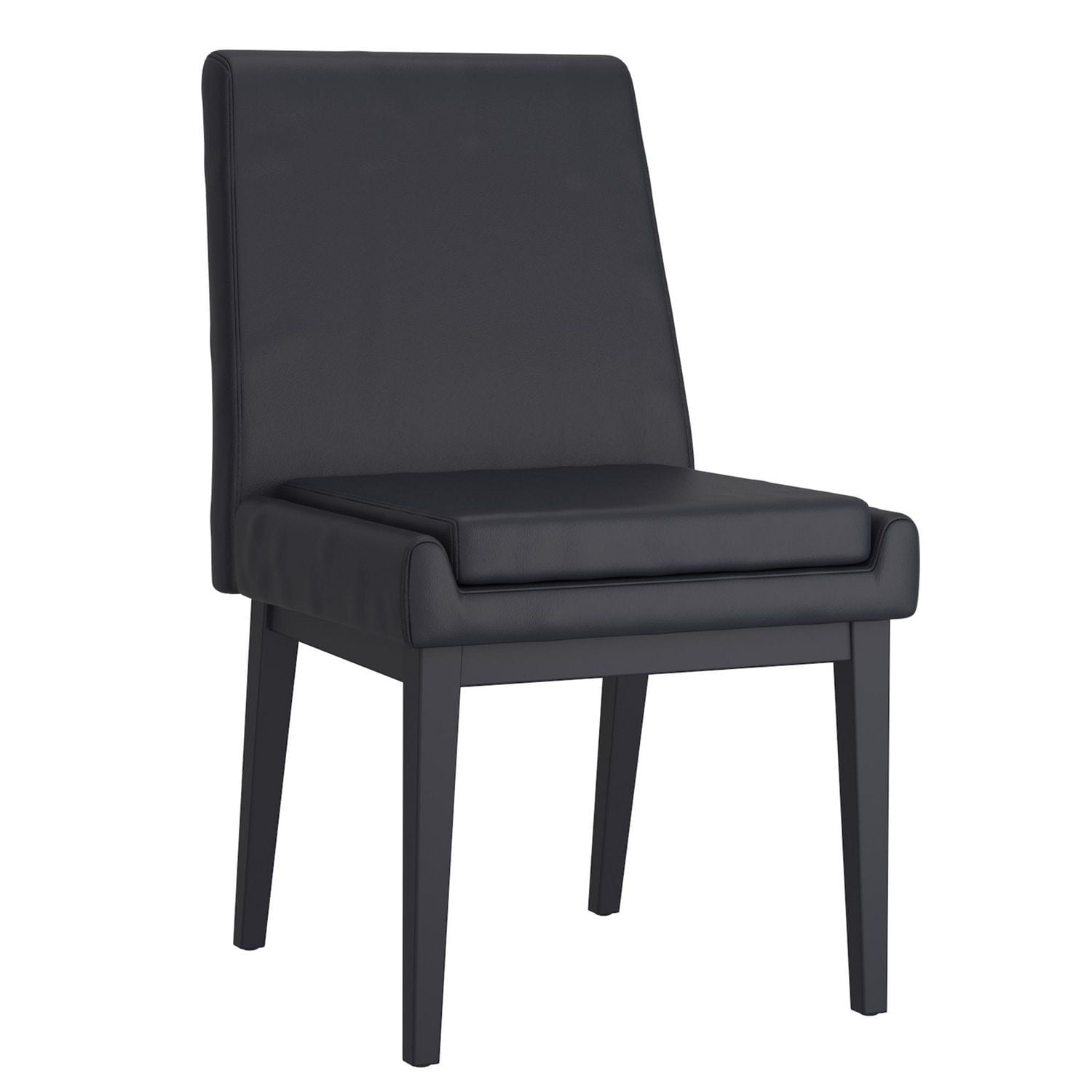 Contemporary Faux Leather and Metal Dining Chair, Set of 2 - Black