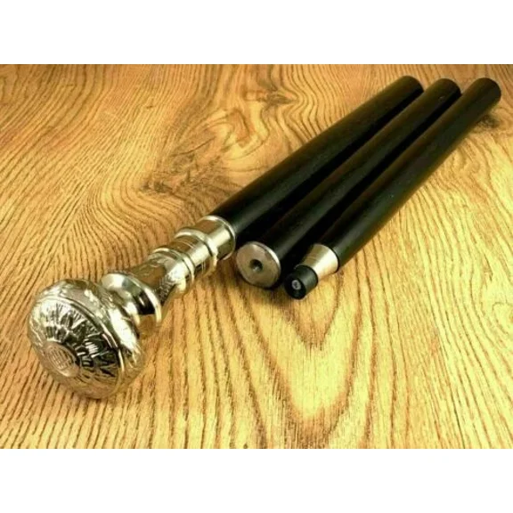 Victorian Brass Head Handle Walking Stick Vintage Wooden Walking Stick