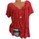 thumbnail image 2 of Camiseta de mujer Cuello en V Tops estampados Manga corta Paño suelto de verano, 4XL Jumpingount AP001952-06, 2 of 5