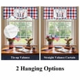thumbnail image 6 of Independence Day Tie Up Valances Curtain, Adjustable Kitchen USA Gnomes on Blue Red Buffalo Plaid Valances for Windows Decor, Rod Pocket Short Curtains Set for Bedroom/Bathroom, 60"x18", 6 of 9