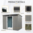 thumbnail image 6 of 8FT x 6FT Outdoor Storage Shed, Waterproof, Lockable Door Metal Tool Shed with Sliding Door and Air Vents, Storage House for Gardening Tools, Metal Storage Shed for Garden, Backyard, Lawn, Grey, 6 of 7