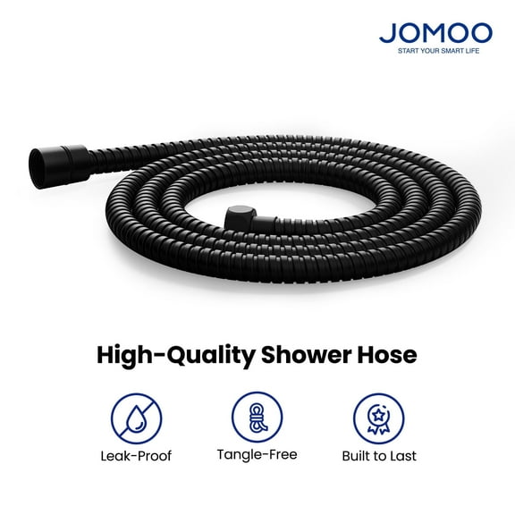 JOMOO Shower Hose Extra Long 98 Inches Flexible Stainless Steel Handheld Shower Head Hose with Brass Insert and Nut, EPDM Inner Tube, Anti-Kink Chrome Shower Head Hose Replacement, Matte Black