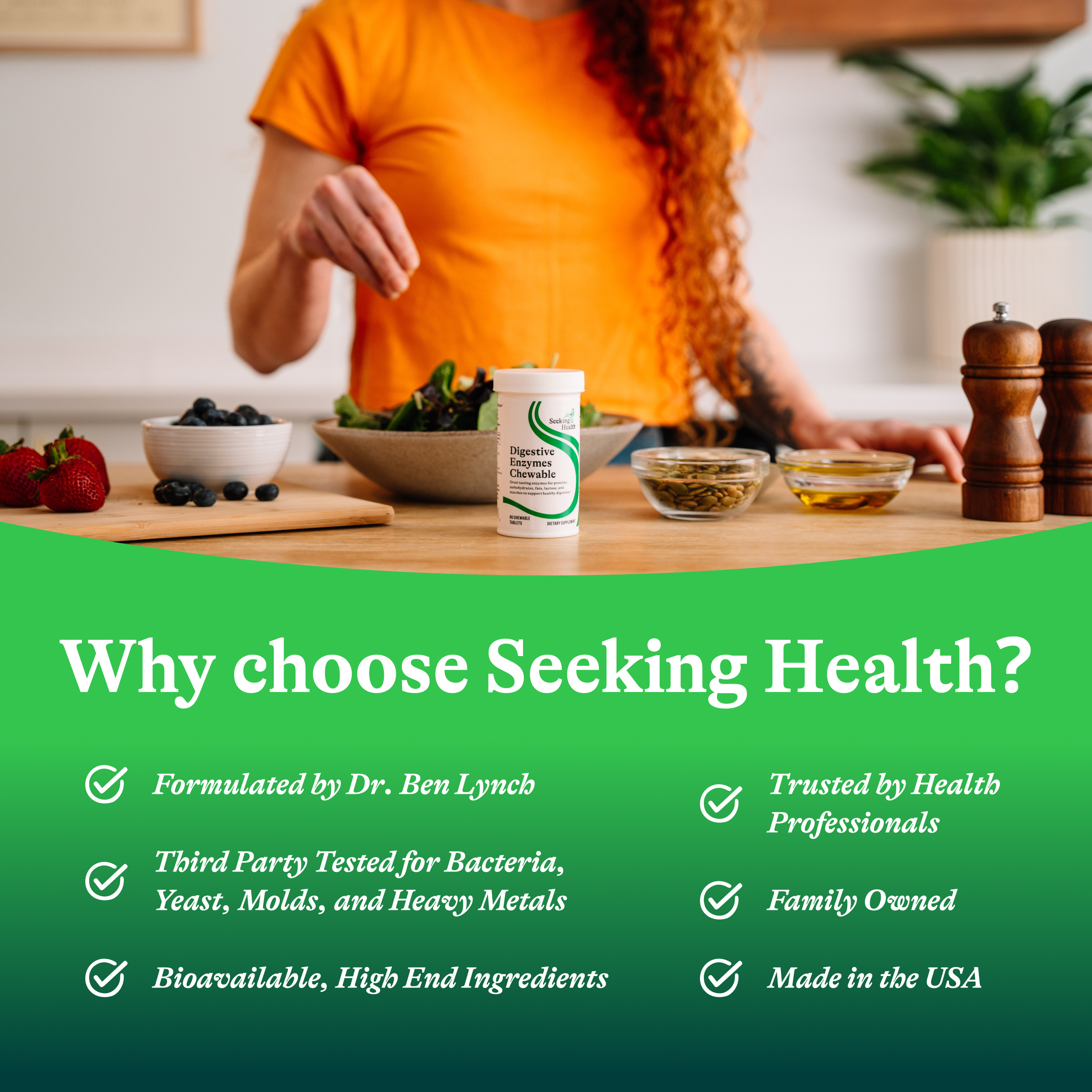Seeking Health Digestive Enzymes Chewable, Vegan and Vegetarian Enzymatic Supplement to Support Healthy Digestion and Digestive Comfort with Amylase, Protease, and Lipase (60 Chewable Tablets)