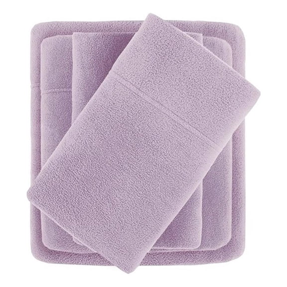 Pemberly Row Contemporary Micro Fleece Sheet King Set in Lavender