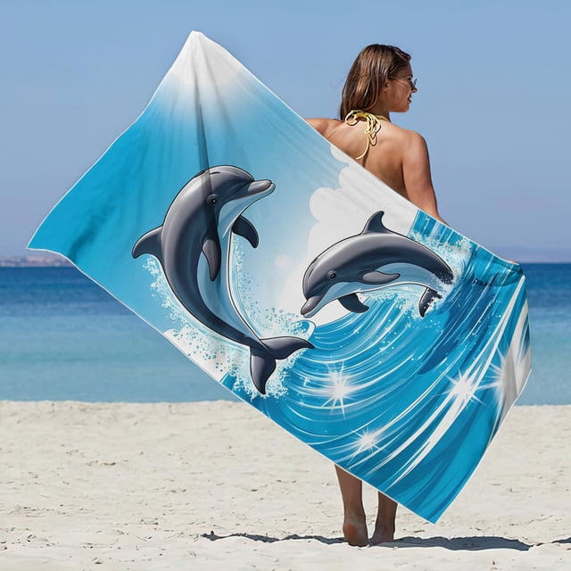 Microfiber Beach Towel Ultralight Colorful Bath Towel Sandproof Beach Blanket Multi-purpose Towel Travel Goods