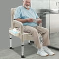 thumbnail image 3 of ChicHomey Portable Bedside Toilet Chair,Grey White Height Adjustable Commode Toilet with Night Light, Heavy Duty 551lbs,for Elderly Disabled Pregnant,Easy Clean Safe Sitting, 3 of 12