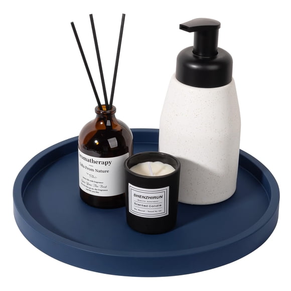 Bandeja de baño Heagoale de silicona redonda azul oscuro de 25 cm