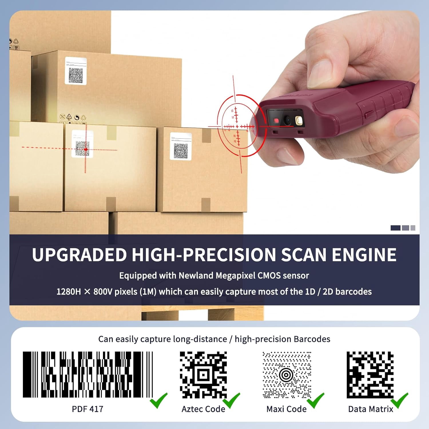 Netum Bluetooth 2D Barcode Scanner, E900 Wireless Gun Barcode Scanner with Back Clip
