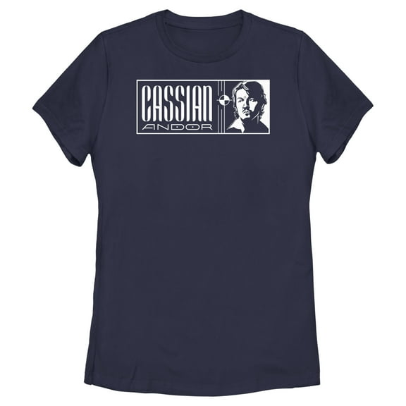 Women's Star Wars: Andor Boxed Up Rebel Hero Cassian Graphic Tee Navy Blue Medium
