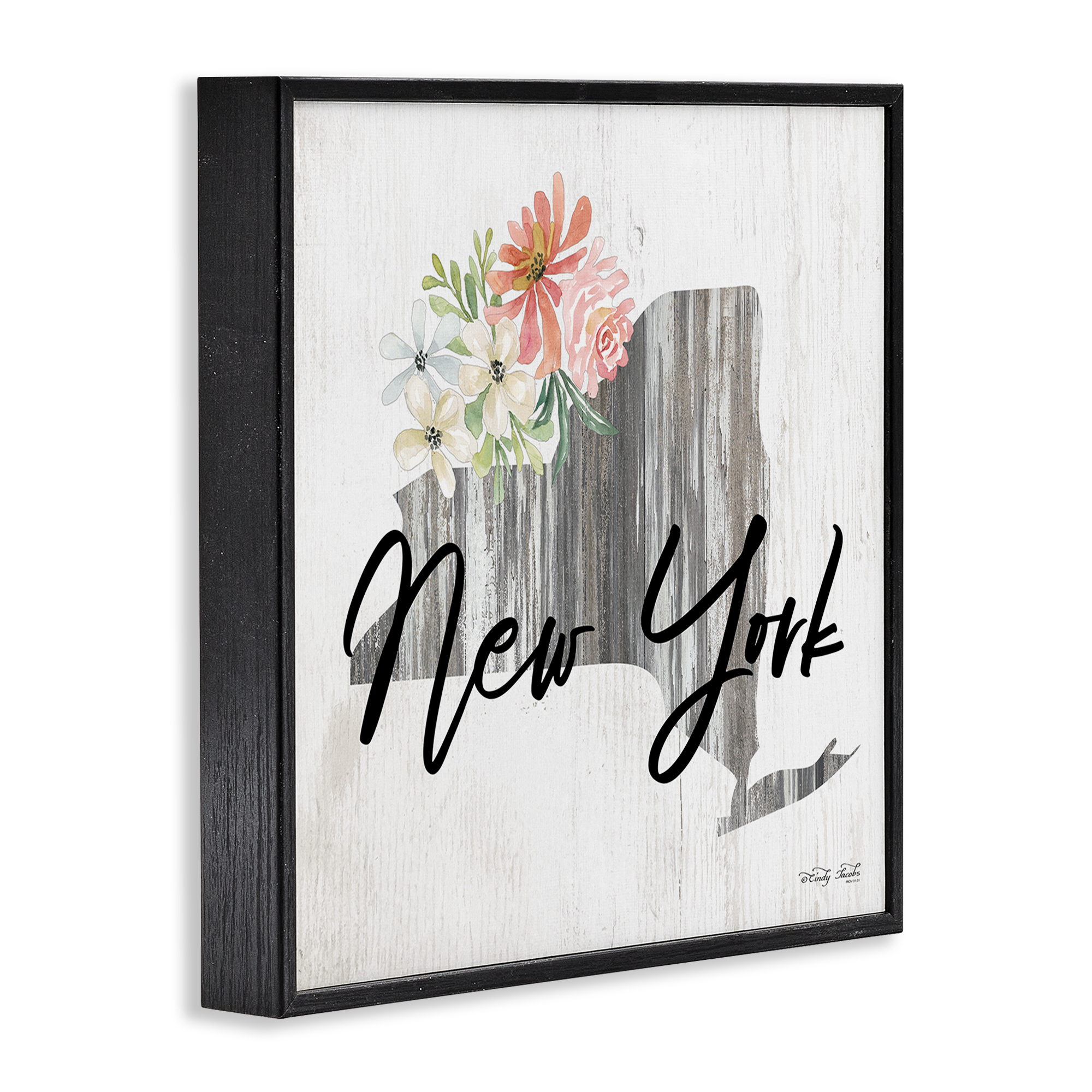 Stupell Industries Shabby Chic New York Botanical & Floral Painting Black Framed Art Print Wall Art, 12 x 12