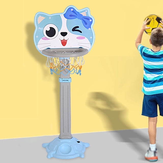Aro de baloncesto para niños, portería de baloncesto de interior, coordinación mano-ojo ajustable, aro de baloncesto de exterior para parque interior Gatito