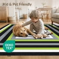 thumbnail image 4 of ODIKA Hallway Geometric Striped Web Grid Interlocking Borders Pile for Playroom, Bedroom, Reading Nook, Pet Friendly & Kids Safe Play, 4 of 7