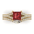 thumbnail image 2 of Clara Pucci 14K Yellow Gold Princess Cut 1Ct Natural Garnet Engagement Ring + Matching Band - Luxury Box Included, 2 of 7