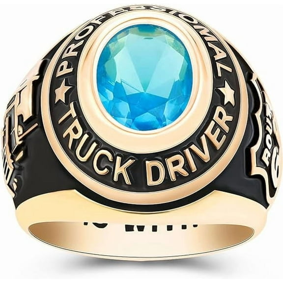 Gold Plated Class Rings Birthstone Rings Class Rings for Men High School Personalized Custom Rings Men's Class Rings Size 5-15 College Rings for Men