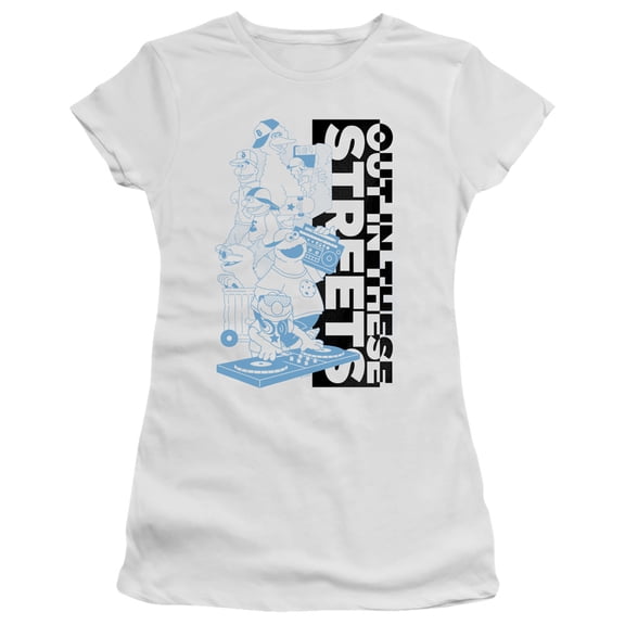 Sesame Street Out In These Streets S/S Junior Women's T-Shirt Sheer White