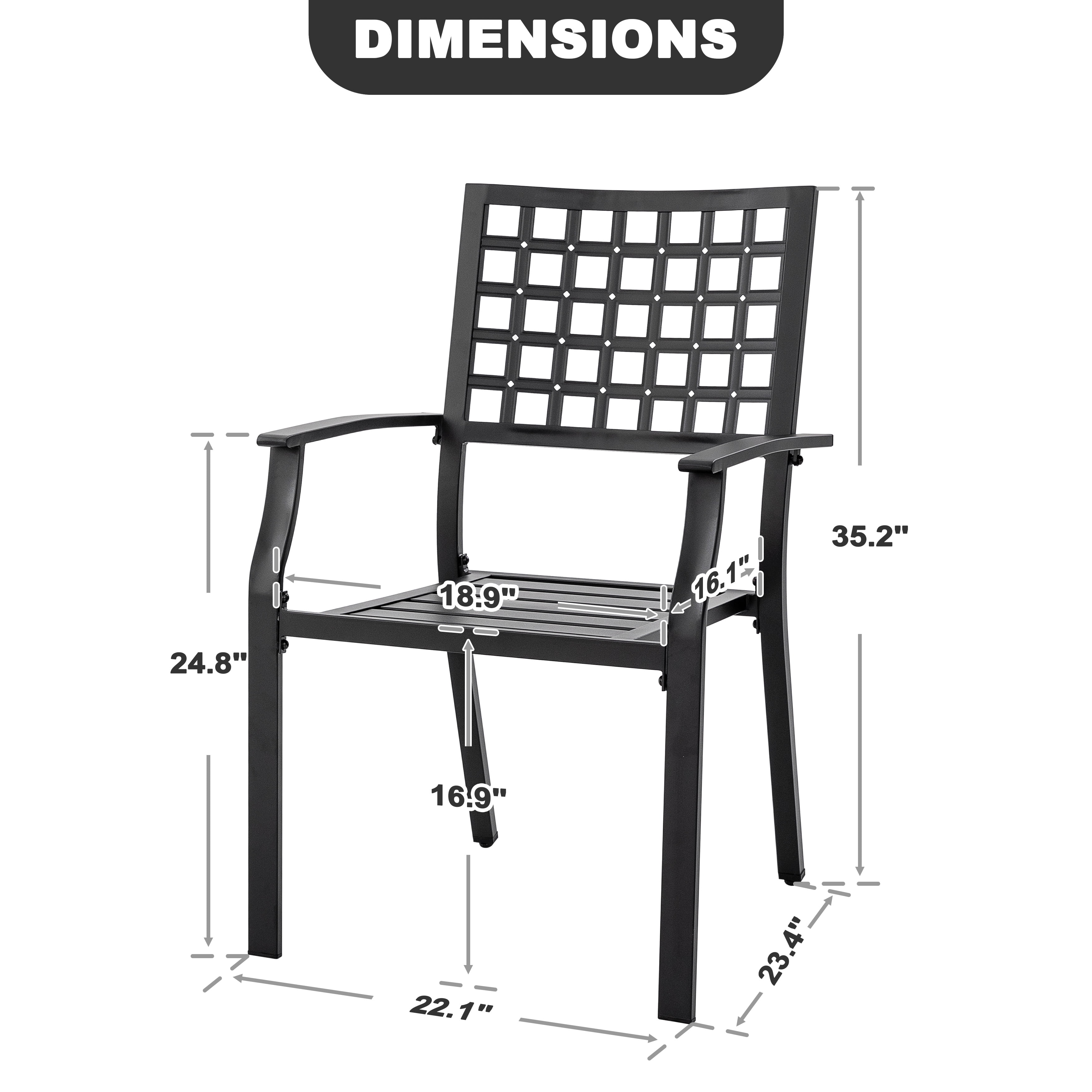 Nuu Garden Outdoor Patio Chair Set of 2, Metal Outdoor Dining Chairs, Black