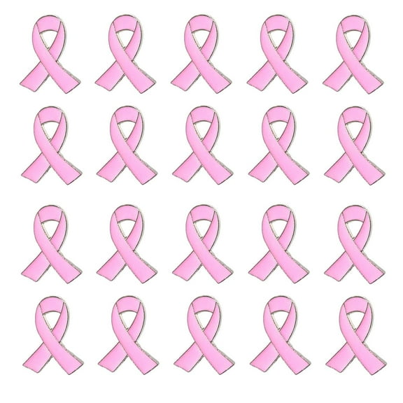 20pcs Cancer Awareness Brooch Lapel Pins Pink Ribbon Lapel Pins Pink Love Ribbon Brooch Prevention Micro Badge Clothing Backpack Accessories