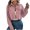 Pink, variant on Womens Cropped Jacket Corduroy Long Sleeve Button down Jackets Lapel Neck Comfortable Casual Coats,XL,Black