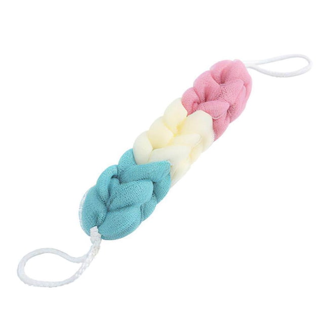 facefd Twist Back Strip Bath Towel Spiral Pattern Rub Back Long Bath Towel Fine Workmanship Nine Knots Twisted Back Towel with Hanging Rope High Foaming for Bathing