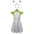 thumbnail image 3 of iiniim Girls Outer Space Alien Robot Carnival Movie Party Metallic Gloss Tunic Dress with Hair Hoop Fluorescent Green 8, 3 of 7