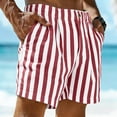 thumbnail image 6 of Mens Mid Waist Stripe Shorts Formal Casual Breathable Summer Bottoms Lightweight Holiday Beach Shorts with Pockets Red M, 6 of 6