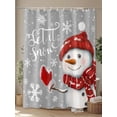 thumbnail image 4 of Christmas Snowman Shower Curtain Set, Waterproof Shower Curtains for Bathroom, Xmas Let Snow Winter Snowflake Grey Washable Fabric Cloth Bath Curtain for Bathtub Decoration with Hooks 72x78 Inches, 4 of 6