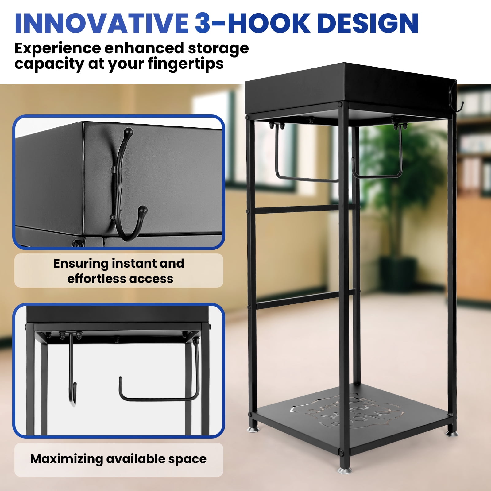 Police Gear Rack,Combination Lock Built To Last, 3 Hook Design Tactical Duty Gear Rack Decor , for Security Office, Greenhouse,Home