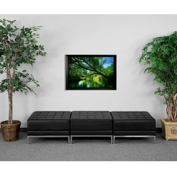 BizChair Leather Tufted Upholstery Contemporary Bench, Black