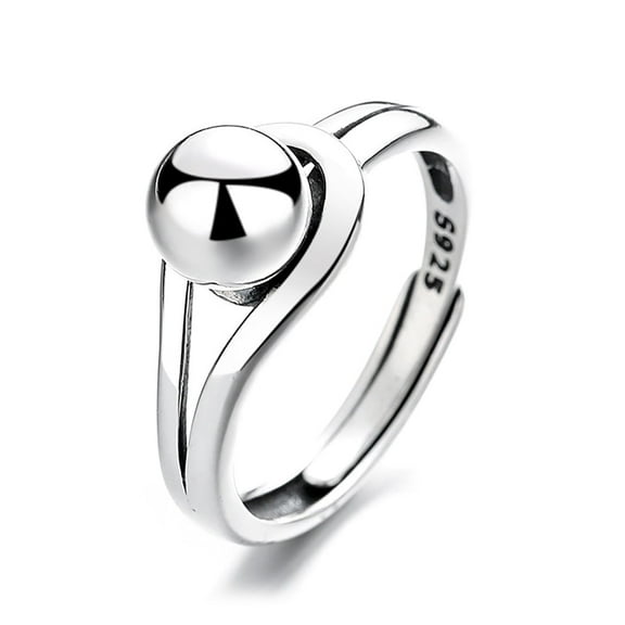 Z.LP Geometric Round Ball Silver Sterling Silver Ring, Includes Cloth and Bag