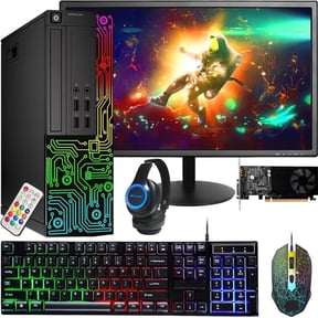 Restored Dell RGB Gaming Desktop PC, Intel Core i7, GT 1030 2G, 16G RAM, 512G SSD, 24 Inch Monitor, RGB Headset, WiFi, Win 11 Pro (Refurbished)