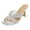 Silver, variant on Ladies Glitter Sequin Stiletto High Heels Backless Sandals Bridal Square Toe Wide Width Dress Pumps Slip on for Banquet Wedding Summer