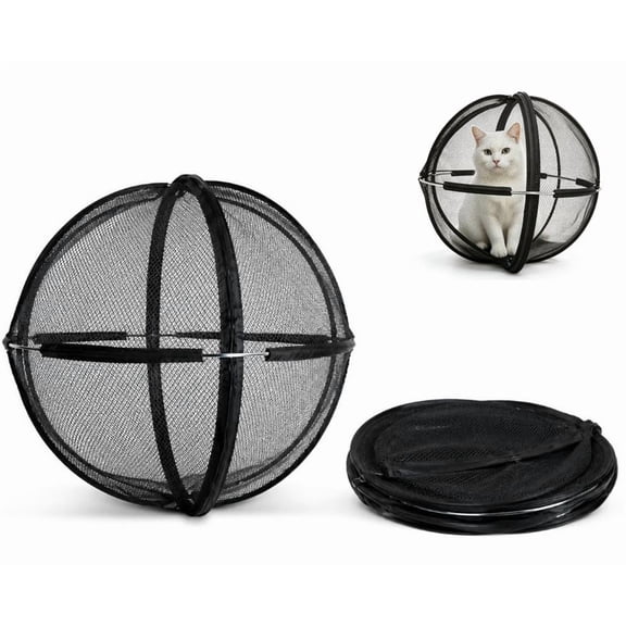 Catsphere Portable Outdoor Mesh Cat Enclosure Large 27in Spherical Pet Tent with Secure Zipper for Outdoor Safety