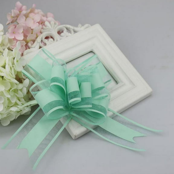 10 Pieces Pull Bow Large Organza Gift Wrapping Pull Bows with Ribbon for Wedding Gift Baskets, Festive Party Supplies(6 Inches Diameter)