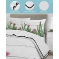 thumbnail image 4 of Quilts Twin Size Bedding Set, Green Cactus Tropical Lightweight Quilted Comforter, Grey Wooden Summer Soft Reversible Bedspread Coverlet with Pillow Covers for All Season, 68" x 86", 4 of 7