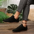 thumbnail image 2 of Domzle Women's Fashion Sneakers Casual Walking Shoes Lace Up Tennis Shoes Low Top, Comfortable, Lightweight, Slip on, Faux Suede, Non-Slip, Work Daily Black, 2 of 8