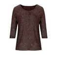 thumbnail image 4 of HXWCHs Women's Casual Loose Fit Round Neck Sparkling Sequins Short Sleeve Bling T Shirt ofp XL, 4 of 4