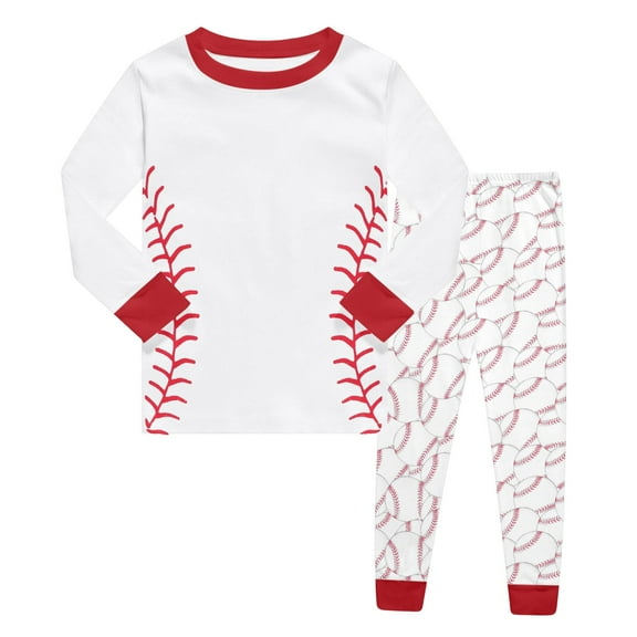 Byoo Little Boys Outfit Set Baseball Print Long Sleeve Pullover Top Pants Cute Funny Sleepwear Casual Daily Homewear