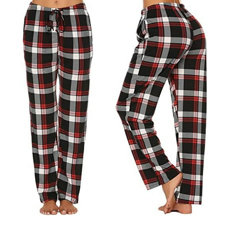 

3 pack Womens Casual Comfortable Plaid Prints Pajamas Wide Leg Pants Long Yoga Pants Color Random yoga pants for women