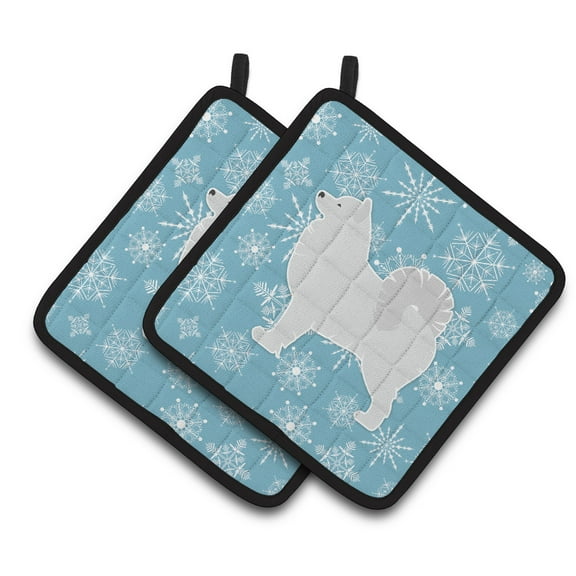 Carolines Treasures BB3559PTHD Winter Snowflake Samoyed Pair of Pot Holders , 7.5HX7.5W, multicolor
