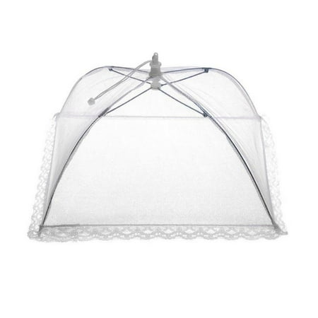 

16-inch Folding Removable Gauze Net Food Cover with White Lace Edging