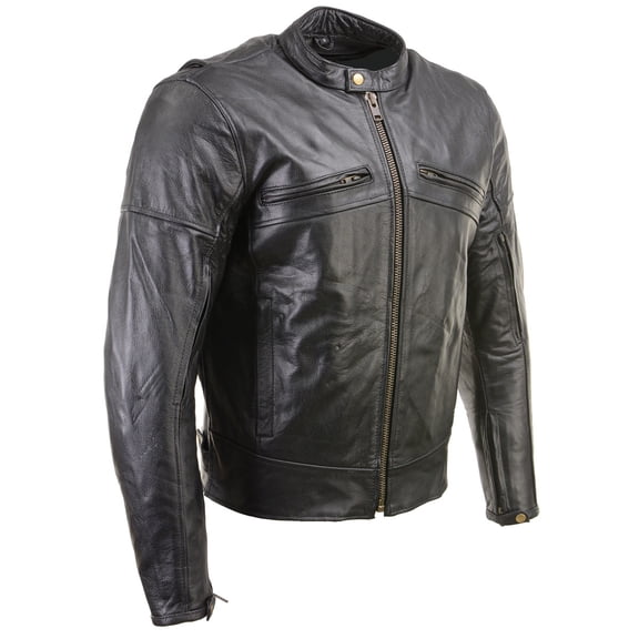 Milwaukee Leather LKM17015 Men's Premium Black Leather Vented Racer Style Motorcycle Bker Jacket w/ CE Armor 3X-Large