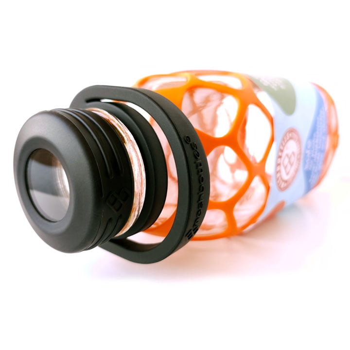 Meshbottle with Glass Top - Burnt Orange - Plastic-free, BPA-free, Phthalate-free Glass Water Bottle - 32 oz