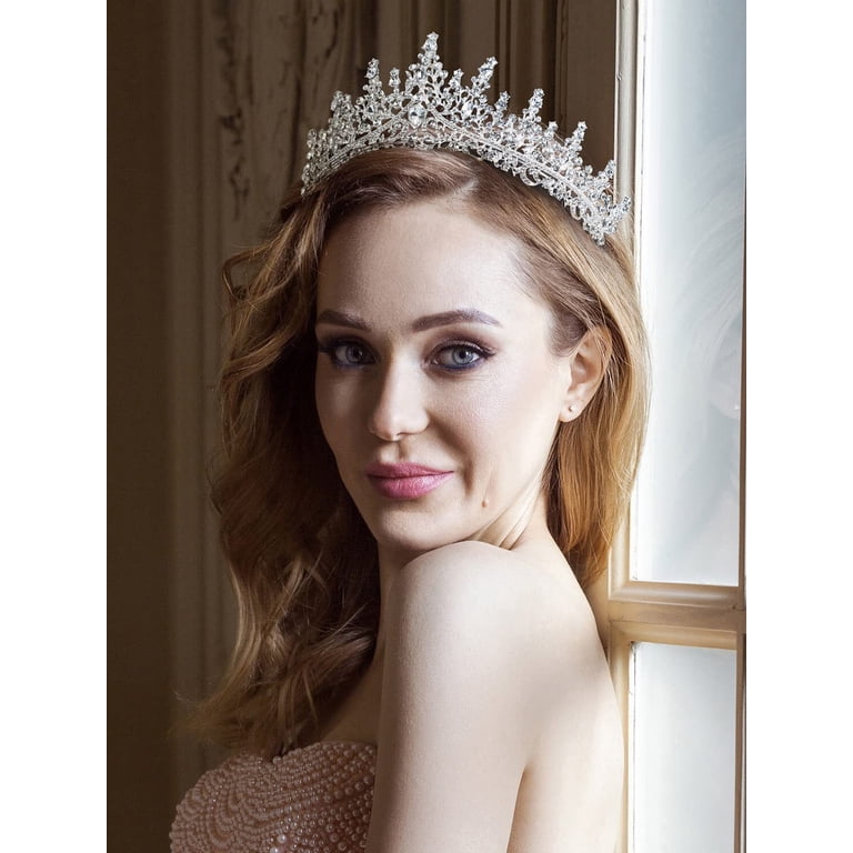 RUseeN Crystal Wedding Tiara for Women, Royal Queen Crown  display picture 3