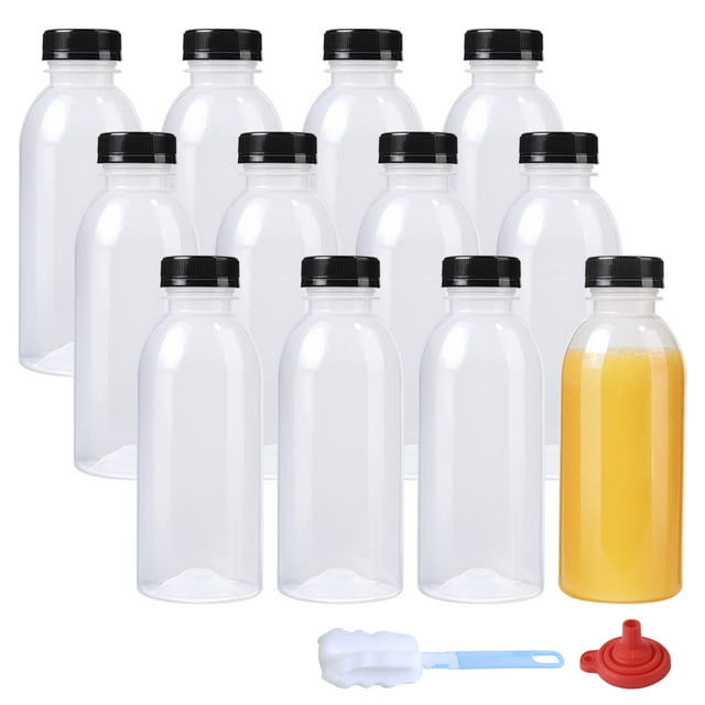 Botellas de jugo de plástico zmybcpack 350 ml (12 oz), paquete de 12 unidades con tapas