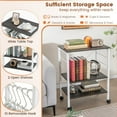 thumbnail image 5 of Resenkos 3-Tier Kitchen Baker's Rack Microwave Oven Storage Cart with Hooks-Deep Brown, Storage Rack Microwave Oven Stand for Spices, Pots, and Pans, 5 of 7
